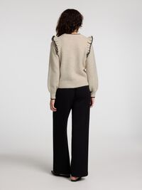 FRILLED PULLOVER, Birch, highres
