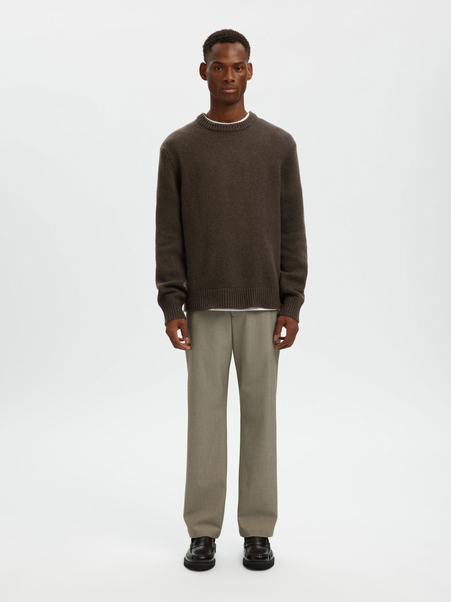 WOOL BLEND RELAXED FIT JUMPER, Demitasse, highres