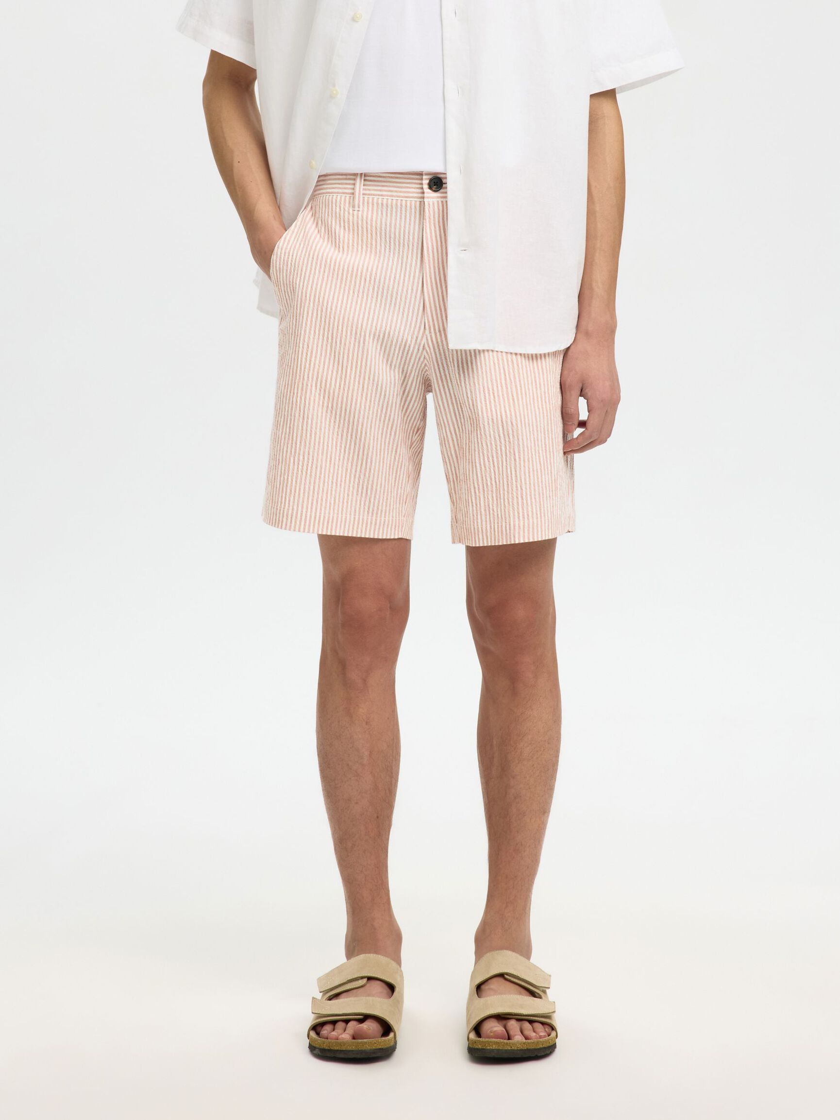 SEERSUCKER SHORTS, Rose Dawn, highres