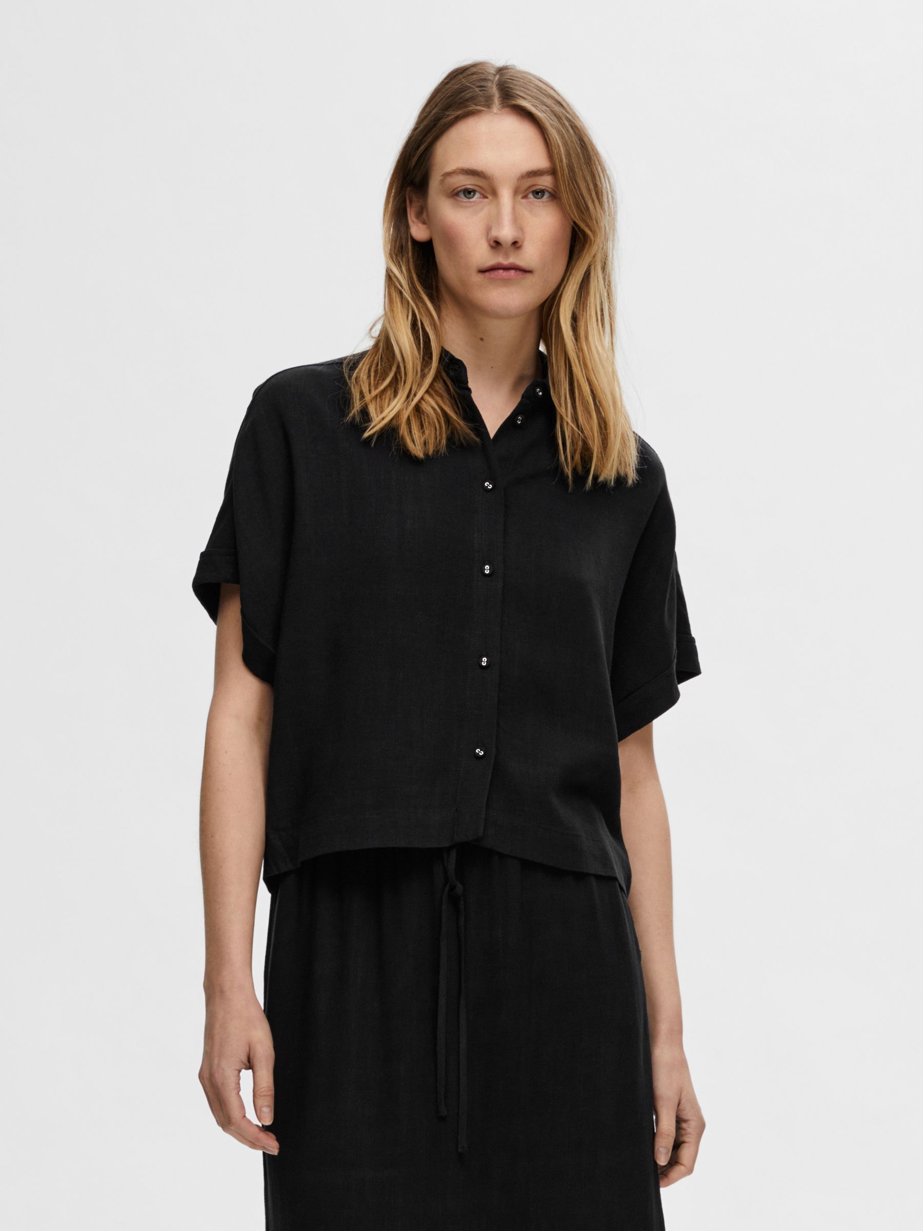 RACCOURCI CHEMISE À MANCHES COURTES, Black, highres