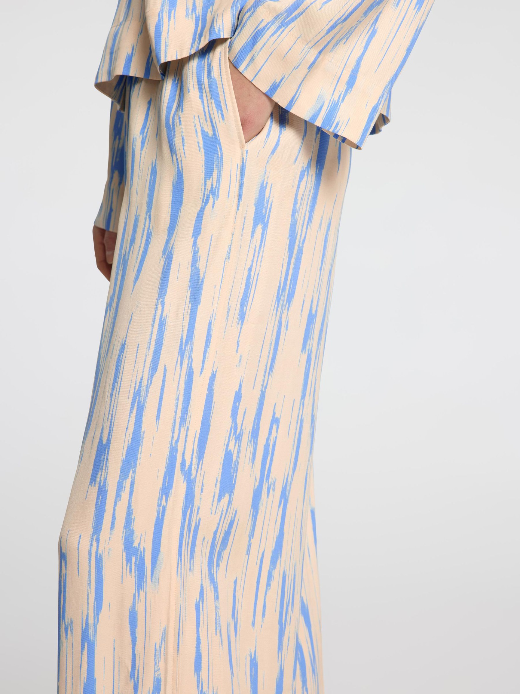 PRINT VISCOSE WIDE LEG BROEK, Birch, highres