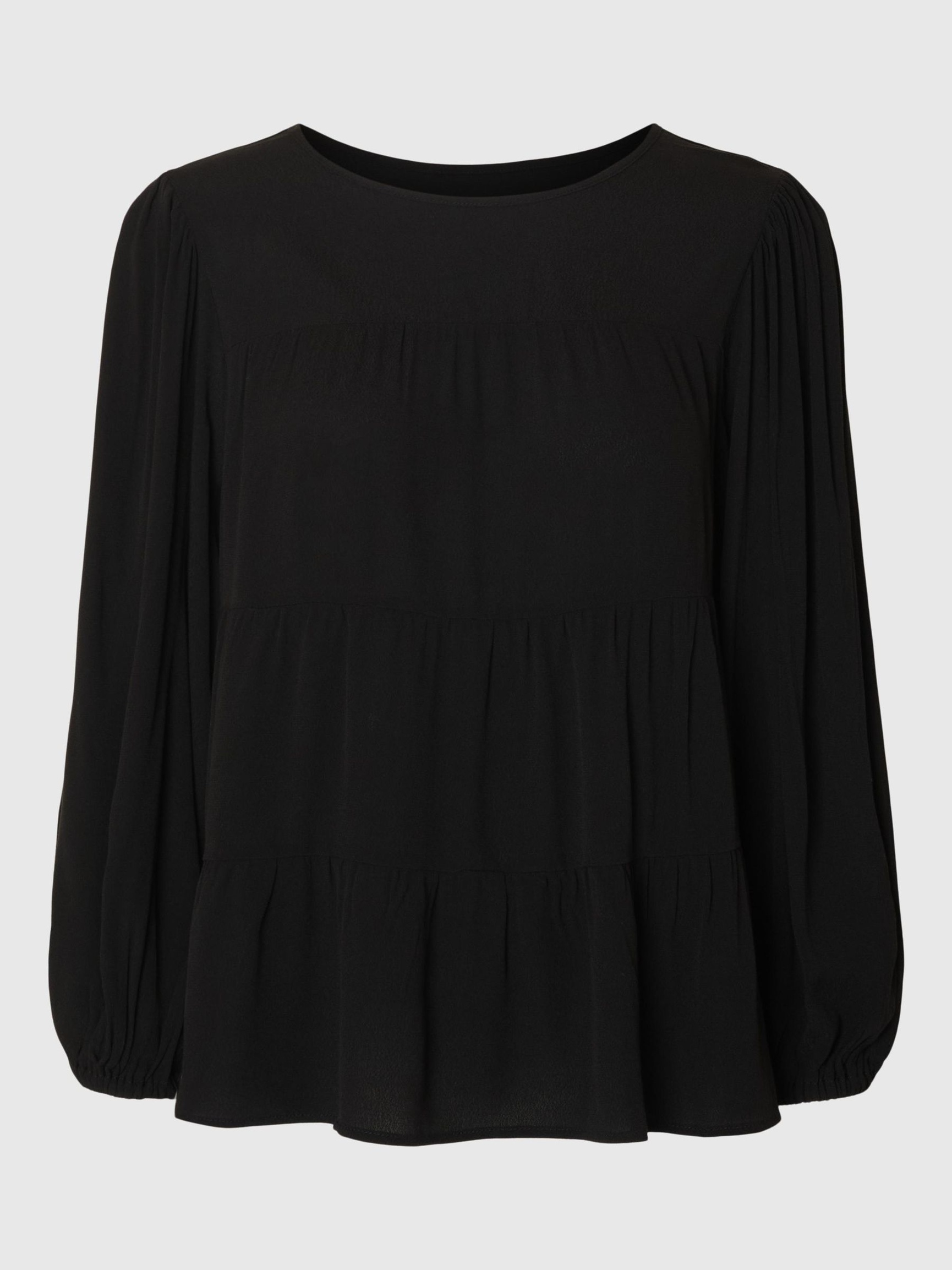 VISCOSE BLEND BLOUSE, Black, highres