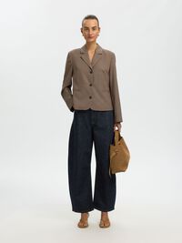 TAILLE MI-HAUTE JEANS BARREL, Dark Blue Denim, highres