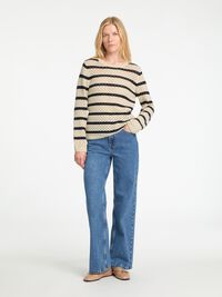 STRIPED KNITTED PULLOVER, Birch, highres
