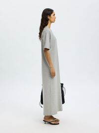 MAXI KORTÆRMET KJOLE, Light Grey Melange, highres