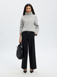 RULLEKRAVE ULDBLANDING STRIKTRØJE, Light Grey Melange, highres