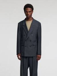 RELAXED FIT DOUBLE-BREASTED BLAZER, Dark Navy, highres