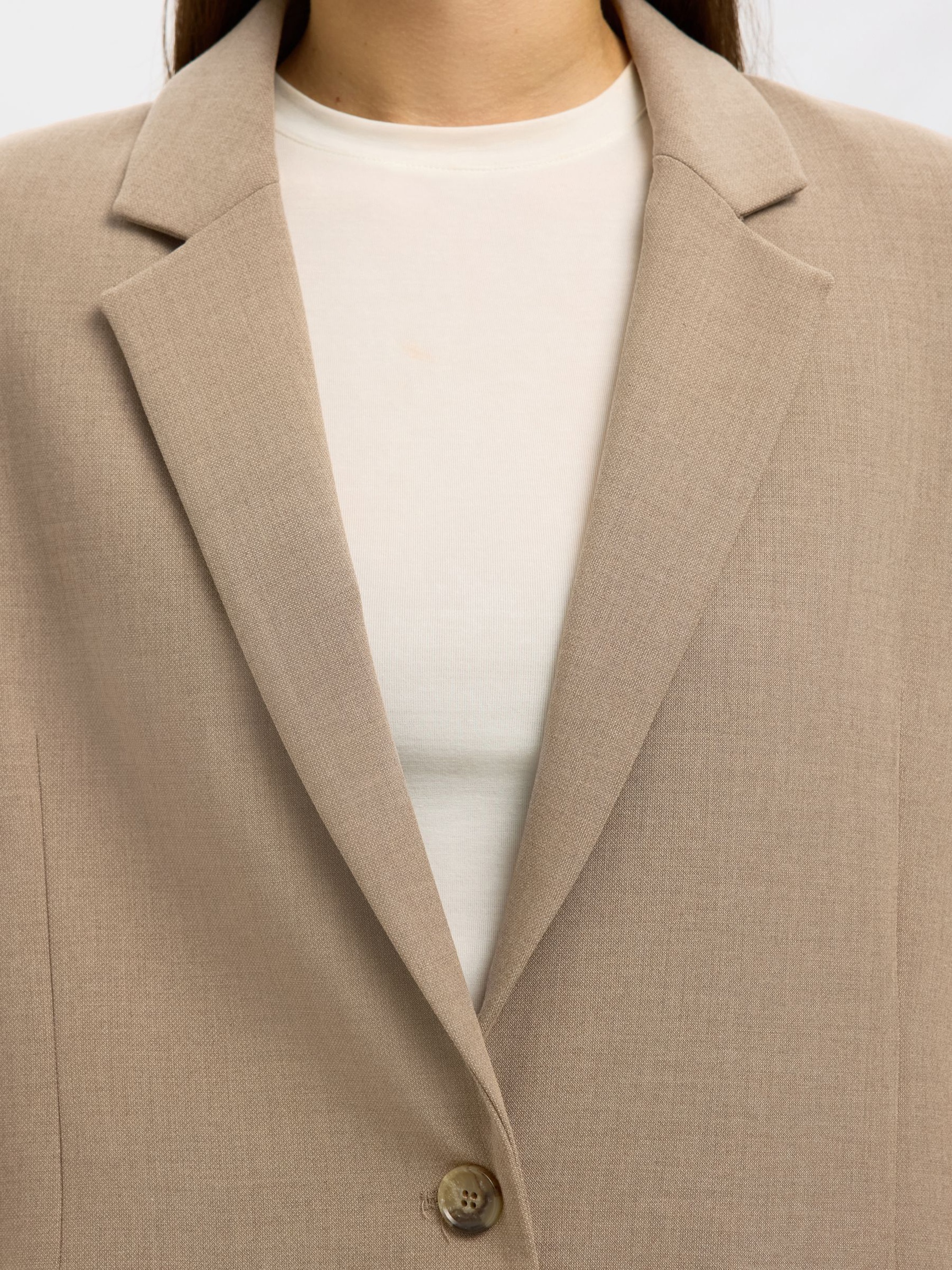 VISKOSEBLANDING AVSLAPPET BLAZER, Camel, highres