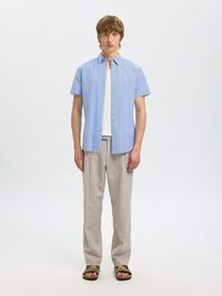 COTTON BLEND SHORT SLEEVED SHIRT, Cashmere Blue, highres