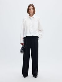 COTTON  CROPPED SHIRT, Bright White, highres