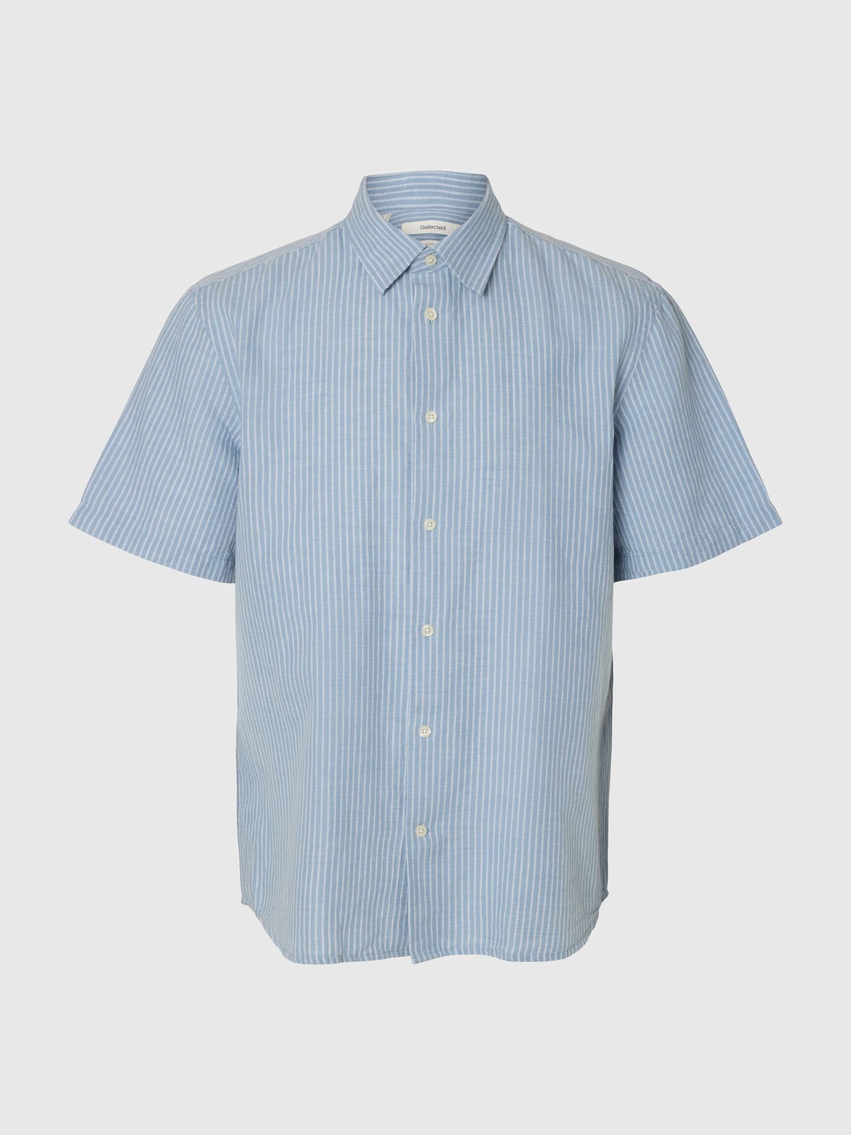 REGULAR FIT LINEN-BLEND SHIRT, Dusty Blue, highres