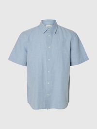 REGULAR FIT LINEN-BLEND SHIRT, Dusty Blue, highres