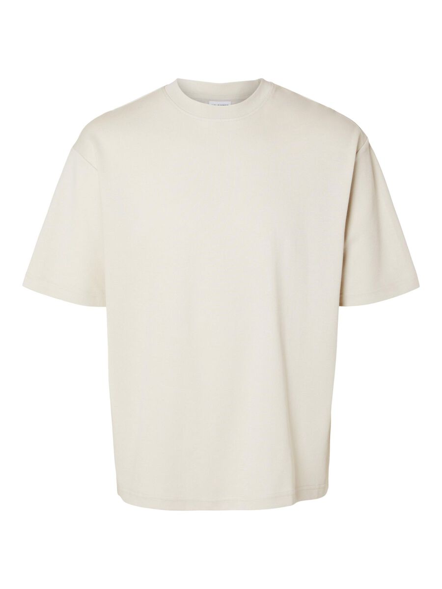 Selected LOOSE FIT T-SHIRT, Oatmeal, highres - 16094143_Oatmeal_001.jpg