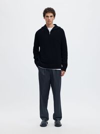 RIBBED ORGANIC COTTON HALF-ZIP JUMPER, Sky Captain, highres