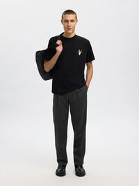 REGULAR FIT PRINTED CREWNECK T-SHIRT, Black, highres