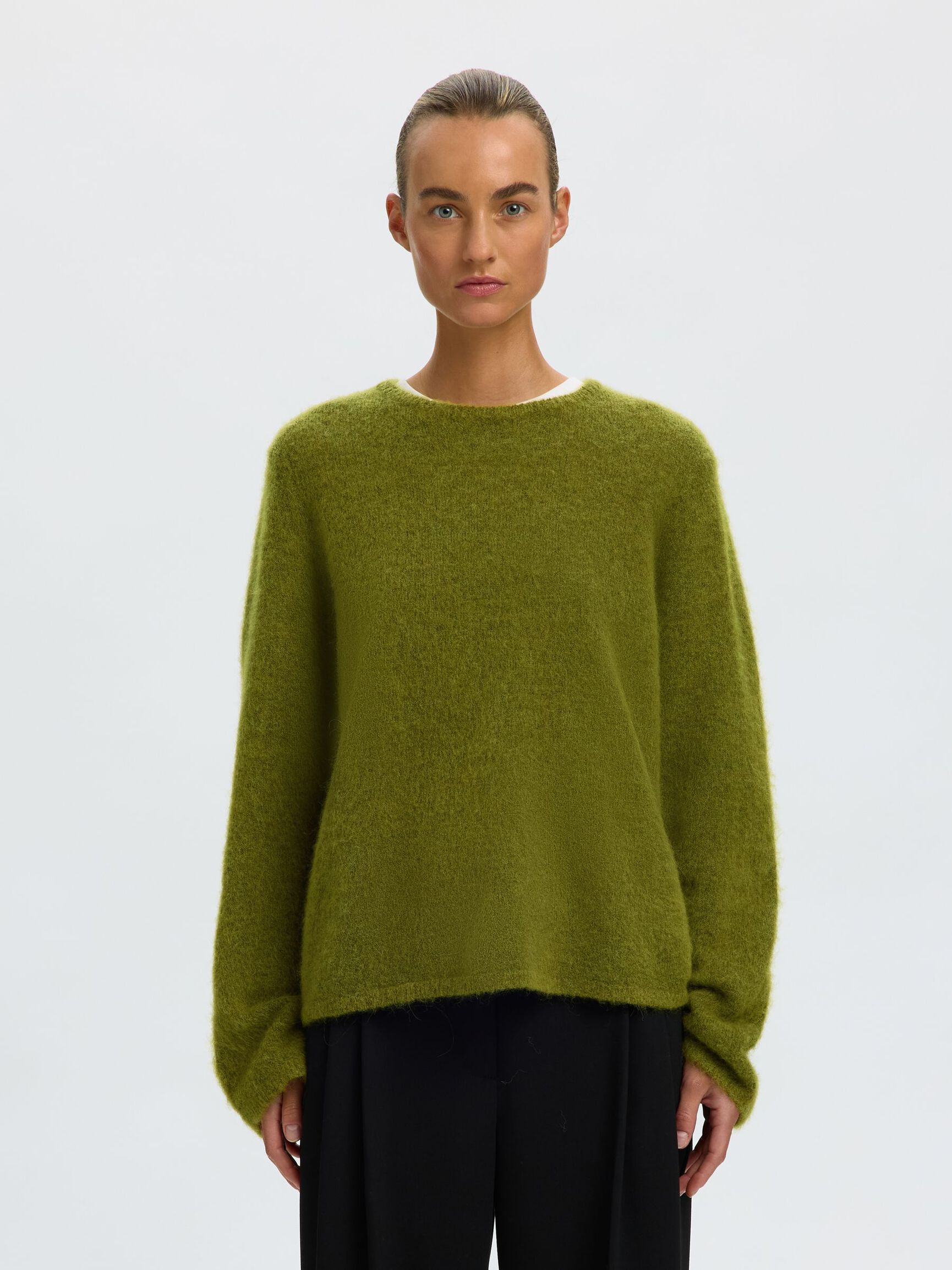 WOOL BLEND KNITTED JUMPER, Cardamom Seed, highres