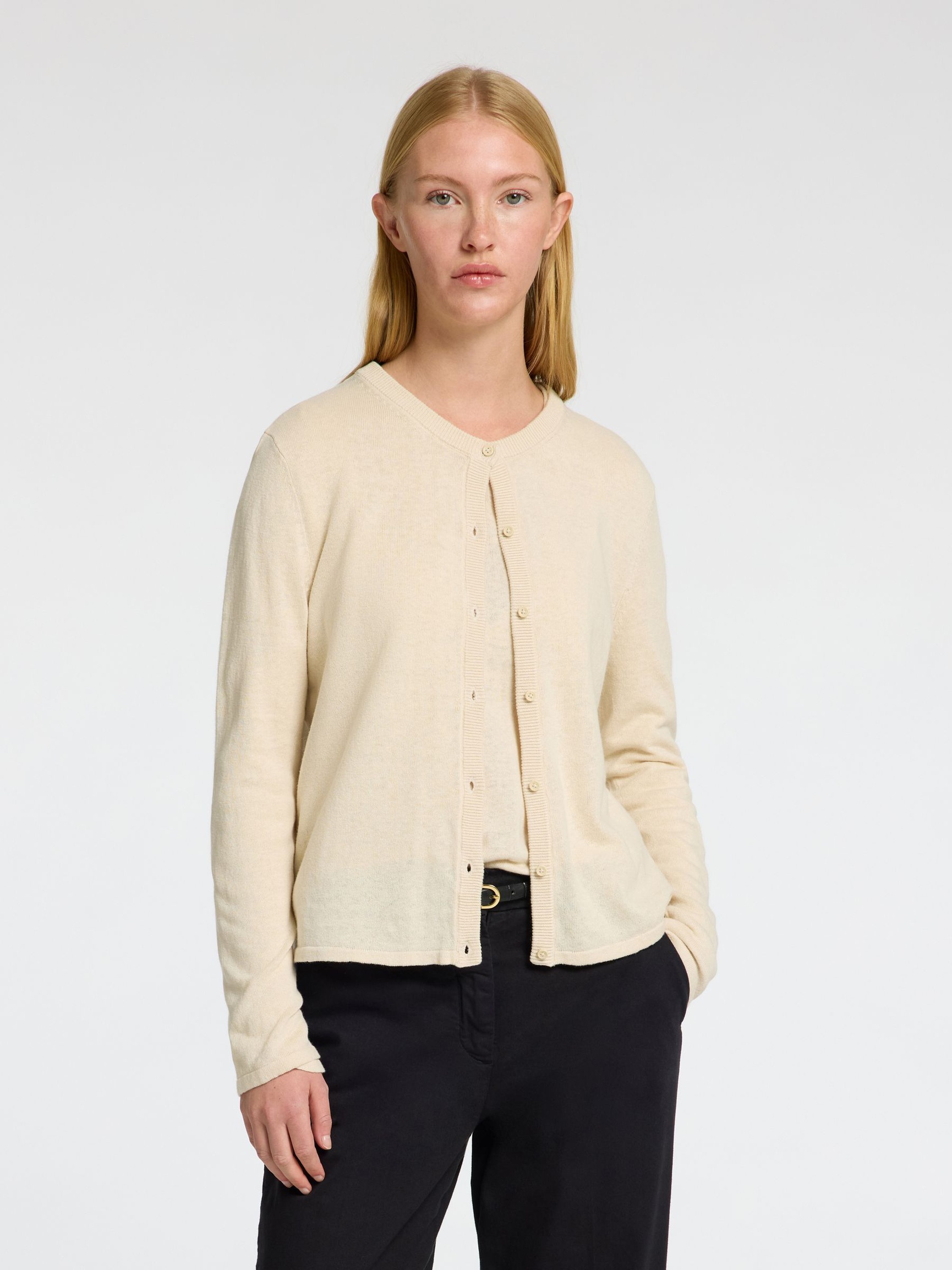 HØRBLANDING STRIKKET CARDIGAN, Birch, highres