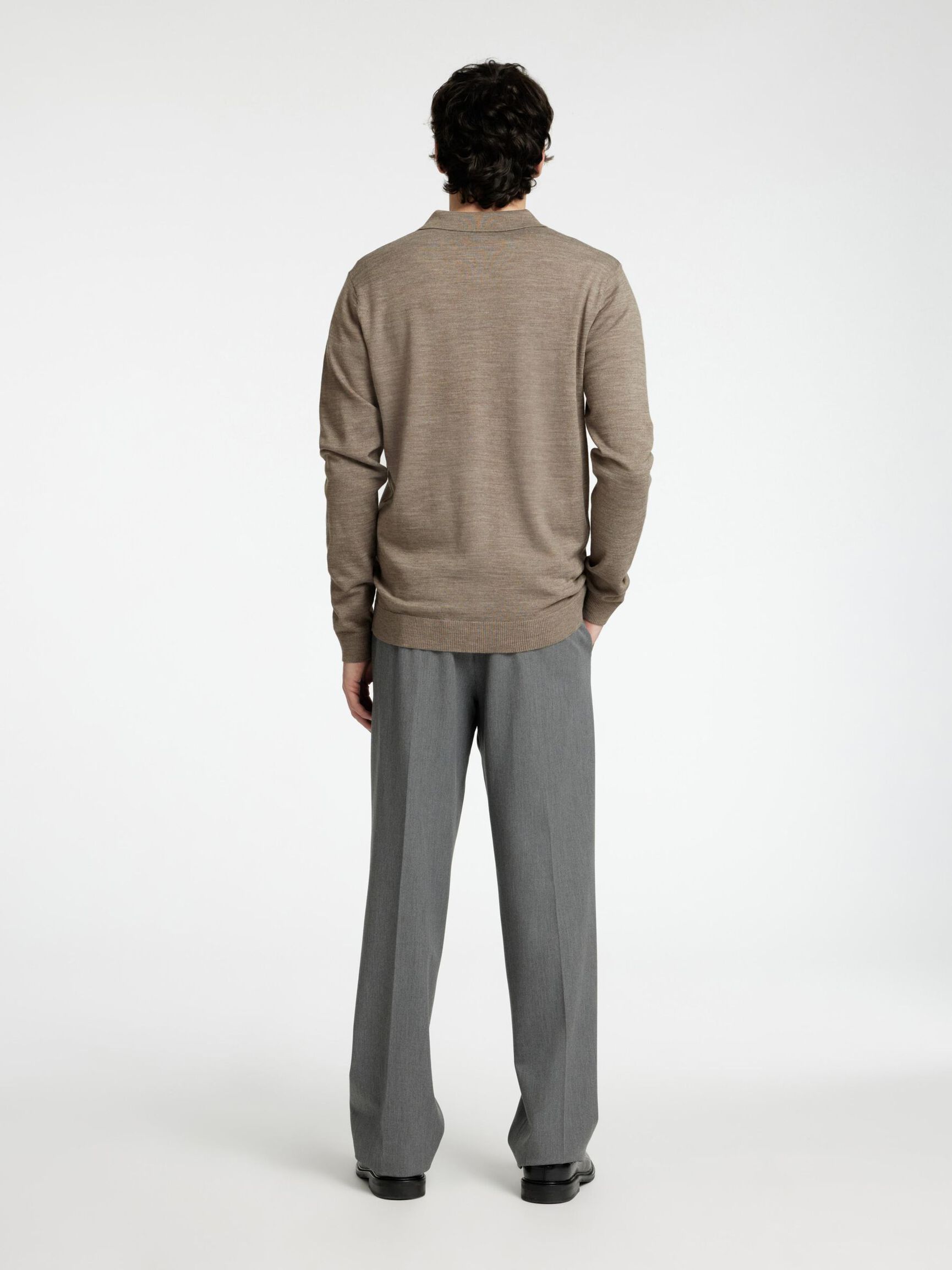 WOOL BLEND ZIP-FRONT CARDIGAN, Desert Taupe, highres