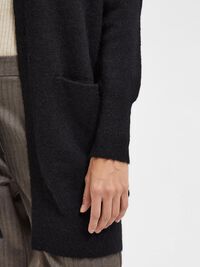 LONG KNITTED CARDIGAN, Black, highres