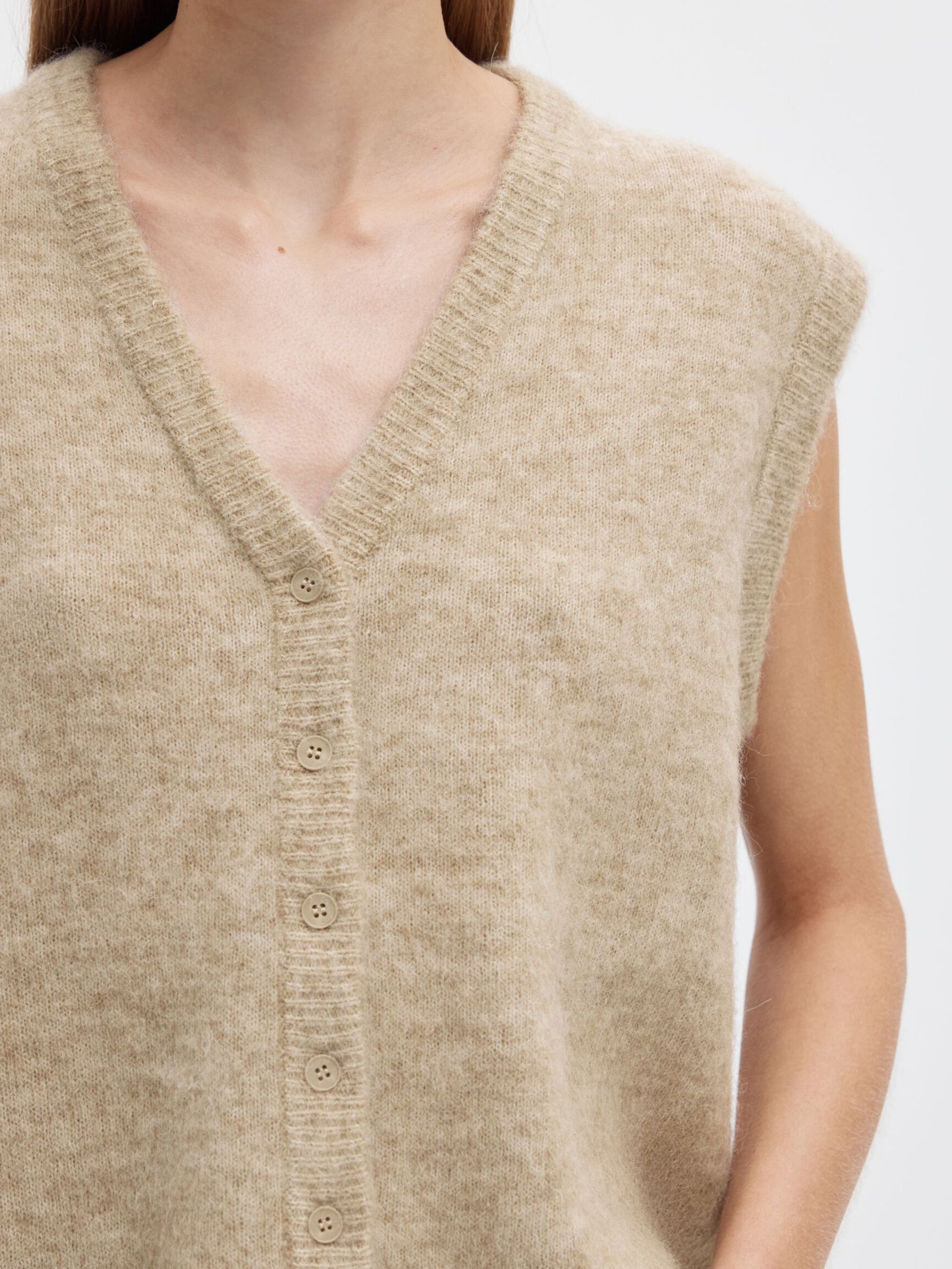 WOOL BLEND KNITTED VEST, Island Fossil, highres
