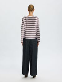 GESTREEPT T-SHIRT MET LANGE MOUWEN, Winsome Orchid, highres