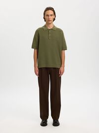 RELAXED FIT POLOHEMD AUS STRICK, Deep Lichen Green, highres