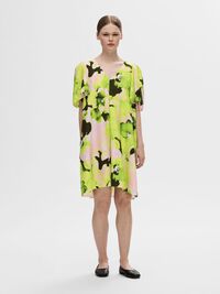 PRINTED MINI DRESS, Lime Green, highres