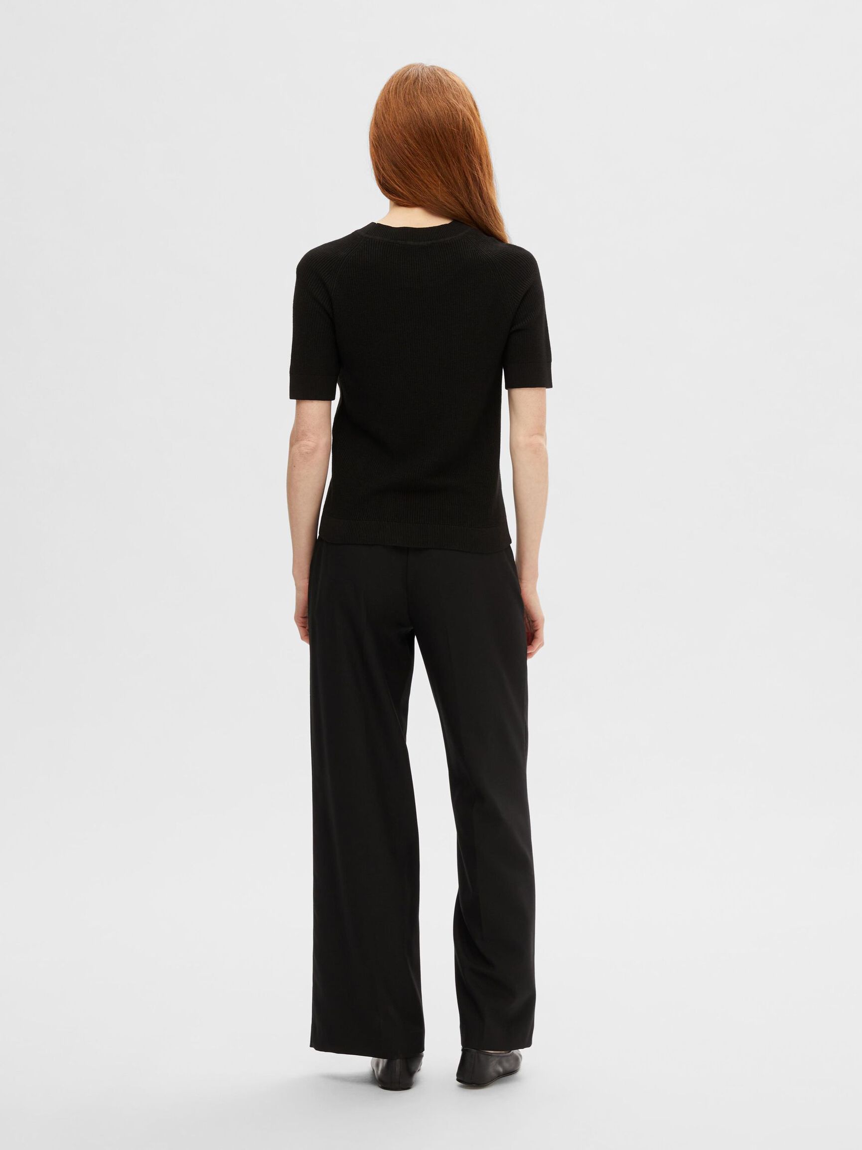 VISCOSE BLEND KNITTED TOP, Black, highres