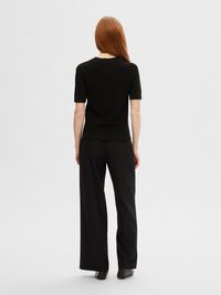 VISCOSE BLEND KNITTED TOP, Black, highres