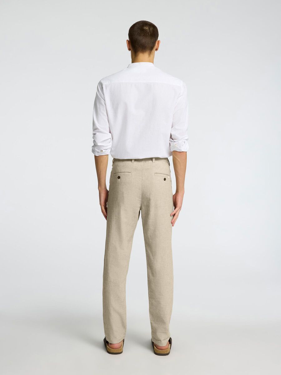 Selected SLIM TAPERED LEINENMIX HOSE, Vetiver, highres - 16087636_Vetiver_1118492_004.jpg