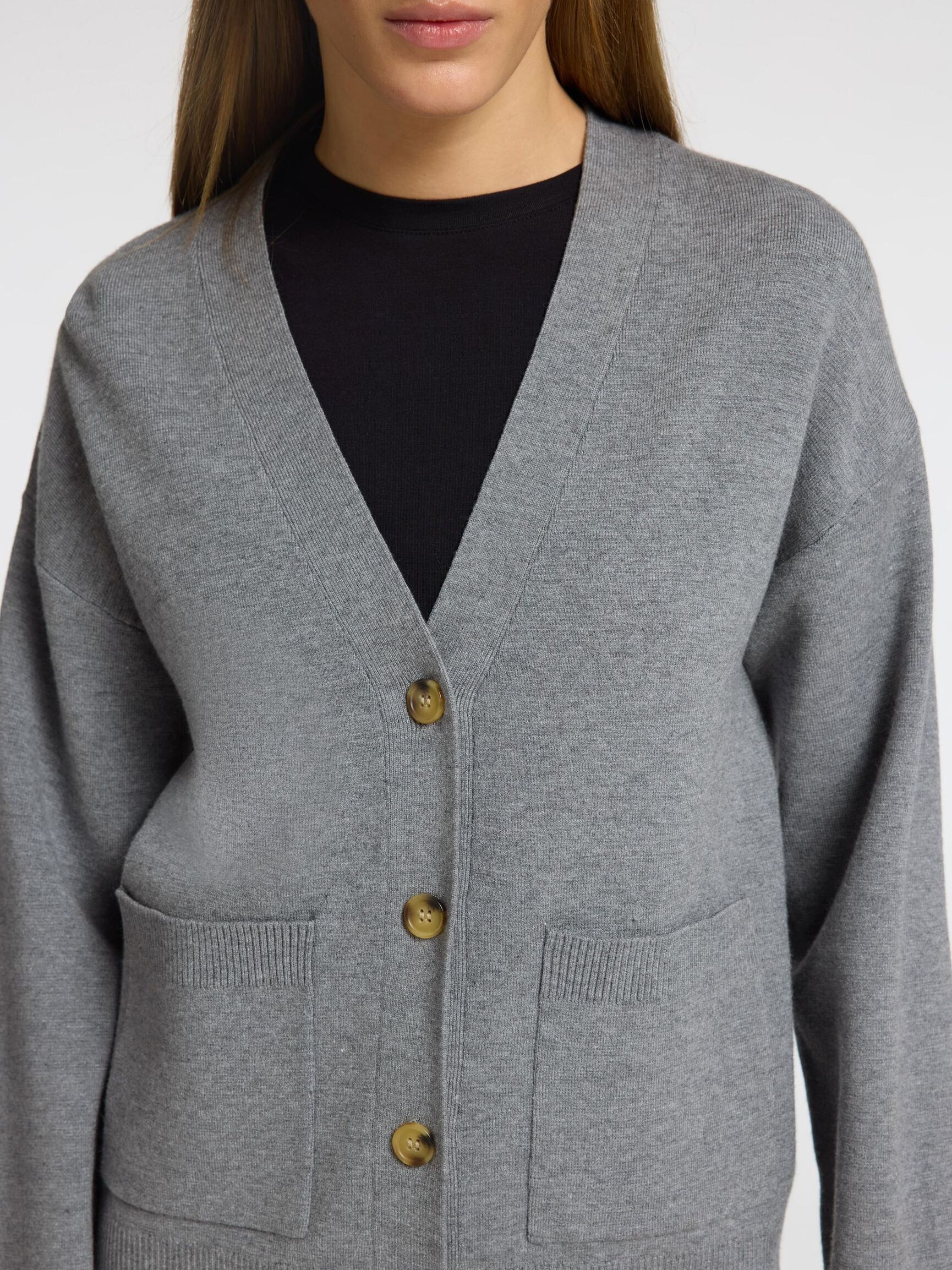 VISCOSEMIX GEBREID VEST, Medium Grey Melange, highres