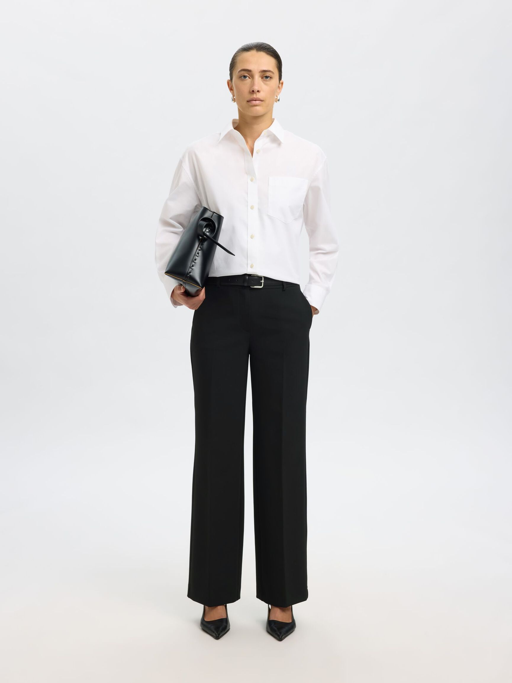 GEWEBTE HOSE, Black, highres