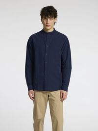LONG-SLEEVED LINEN BLEND SHIRT, Sky Captain, highres