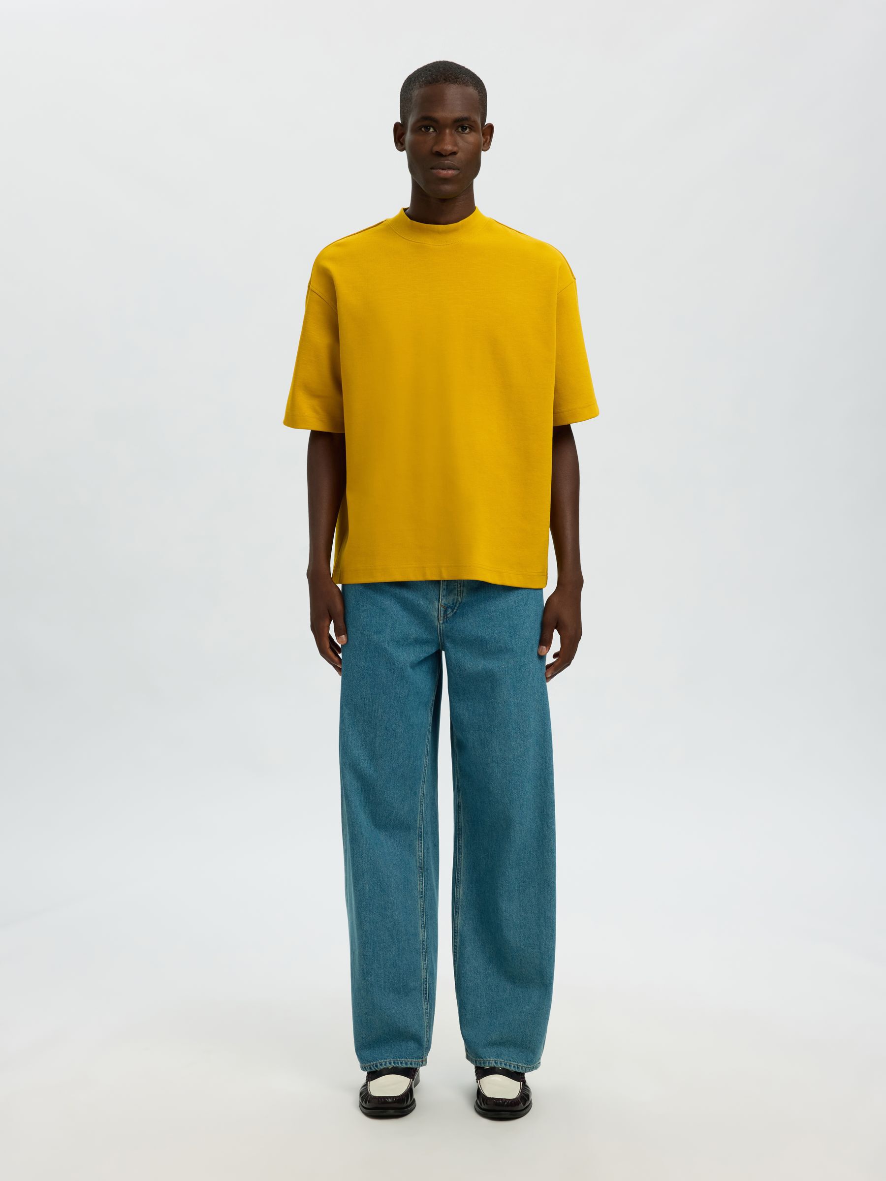 HALVPOLO T-SHIRT, Gold Flake, highres