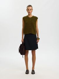 WOOL BLEND  WAISTCOAT, Fir Green, highres