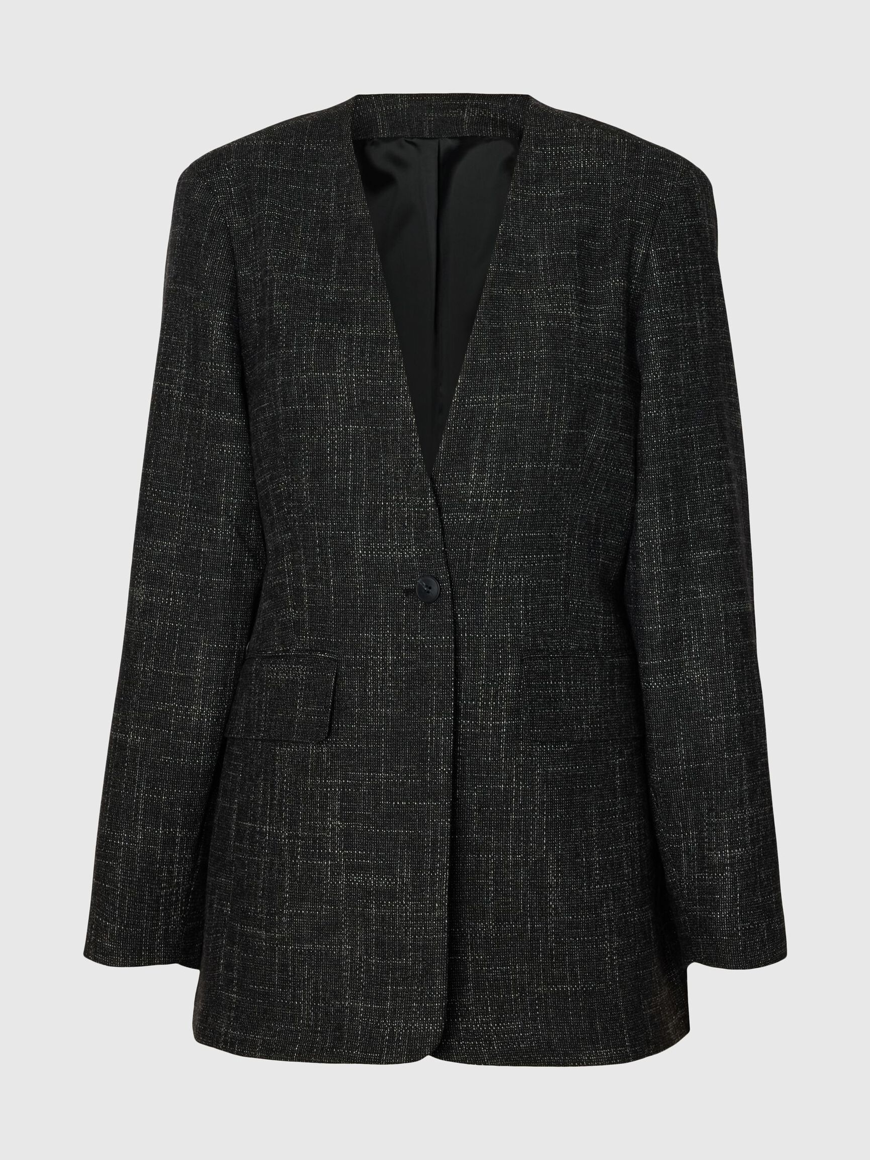 WOOL BLEND BLAZER, Dark Grey, highres