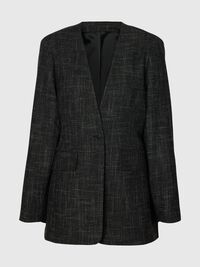 WOOL BLEND BLAZER, Dark Grey, highres