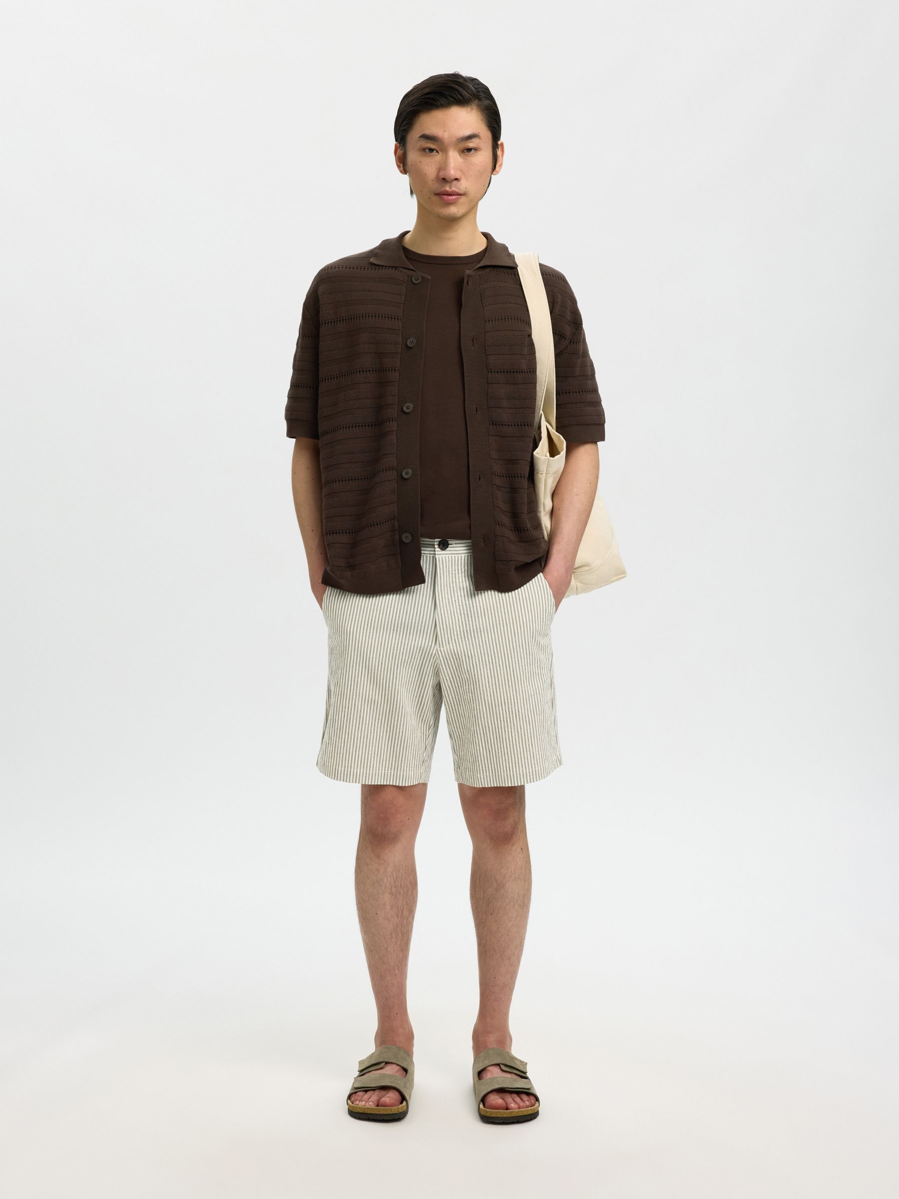 SEERSUCKER SHORTS, Deep Lichen Green, highres