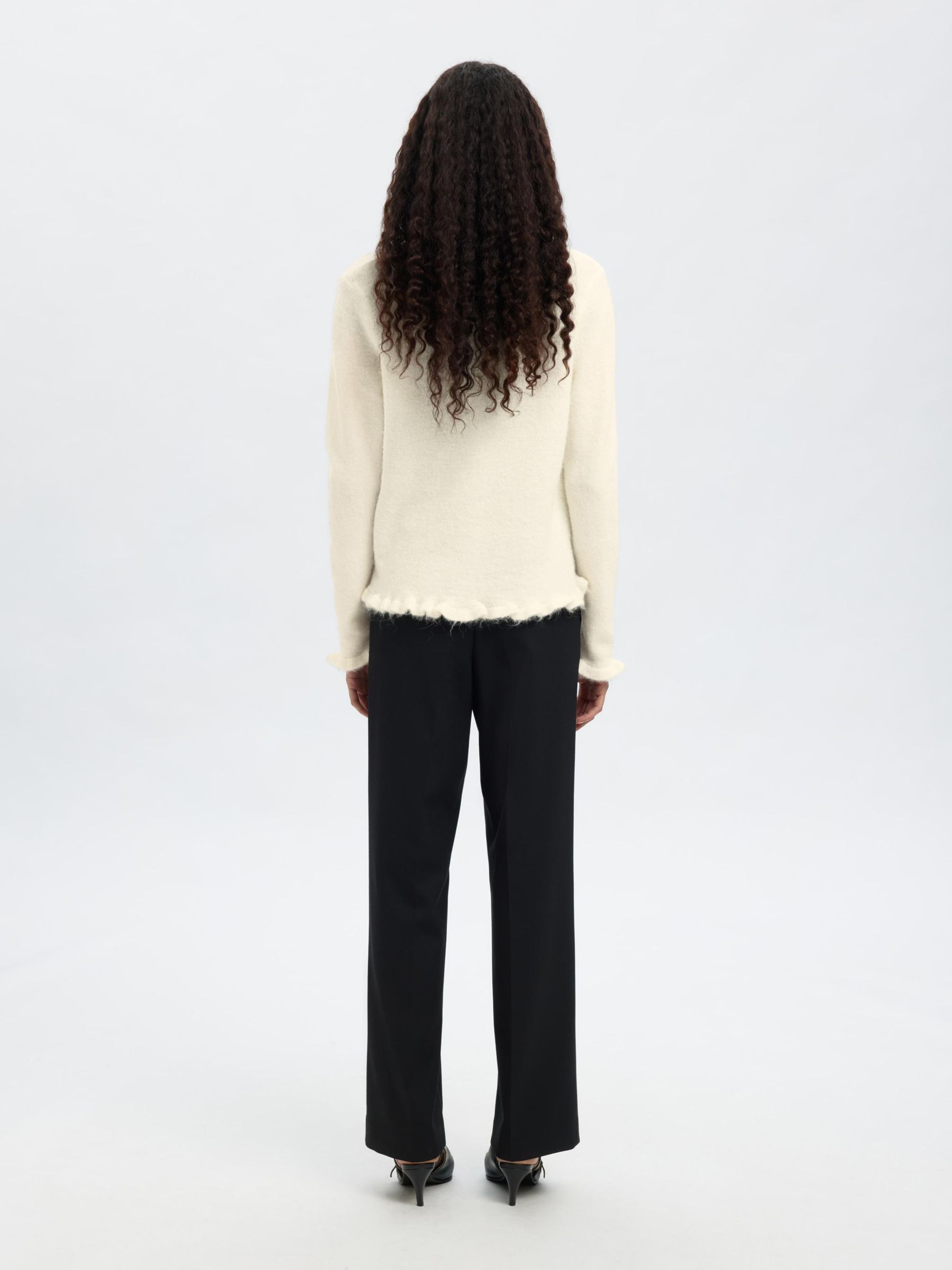 WOOL BLEND KNITTED CARDIGAN, Snow White, highres