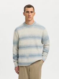 RELAXED FIT KNITTED PULLOVER, Dusty Blue, highres