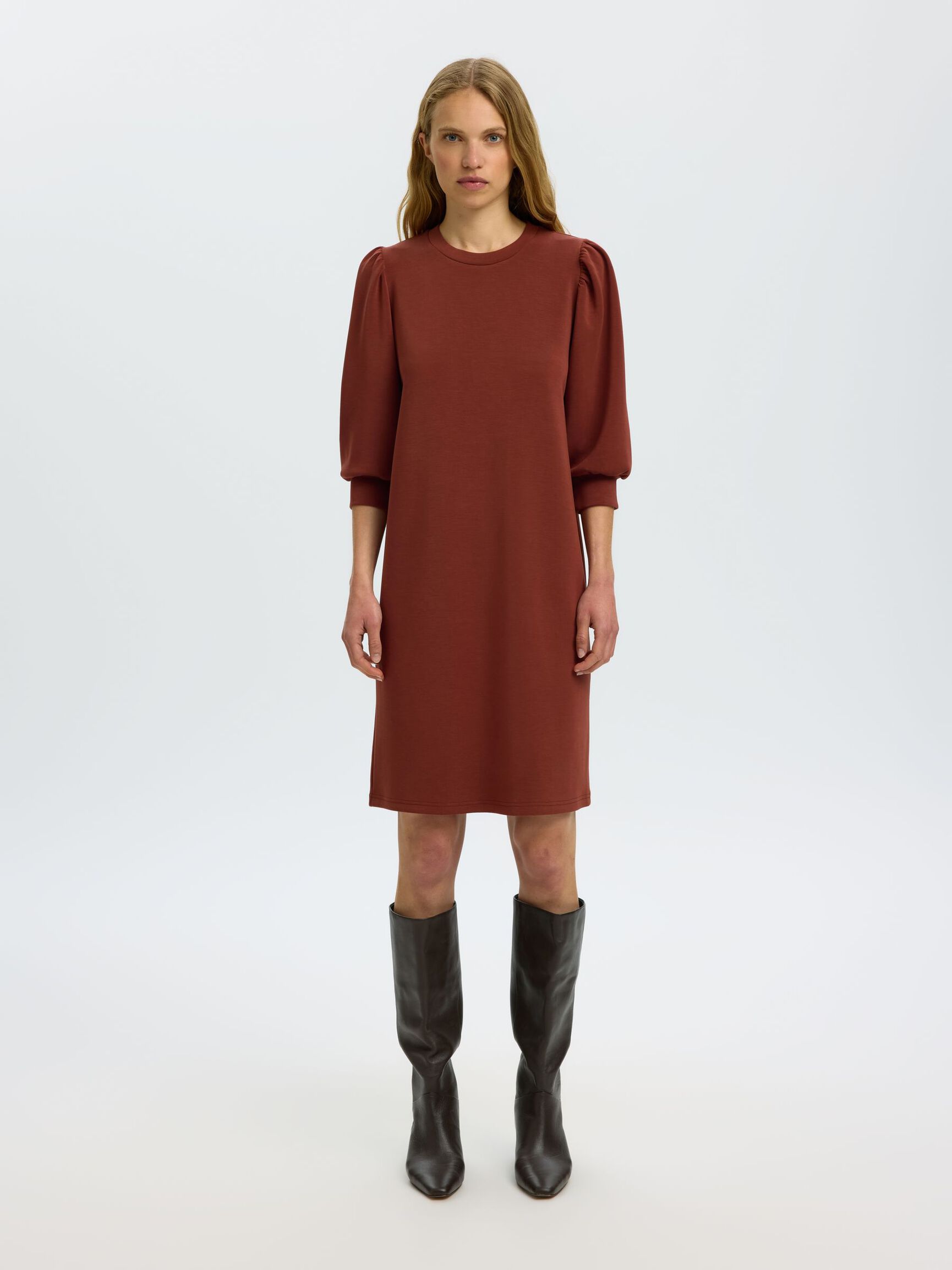 MINI SWEATSHIRT DRESS, Cherry Mahogany, highres