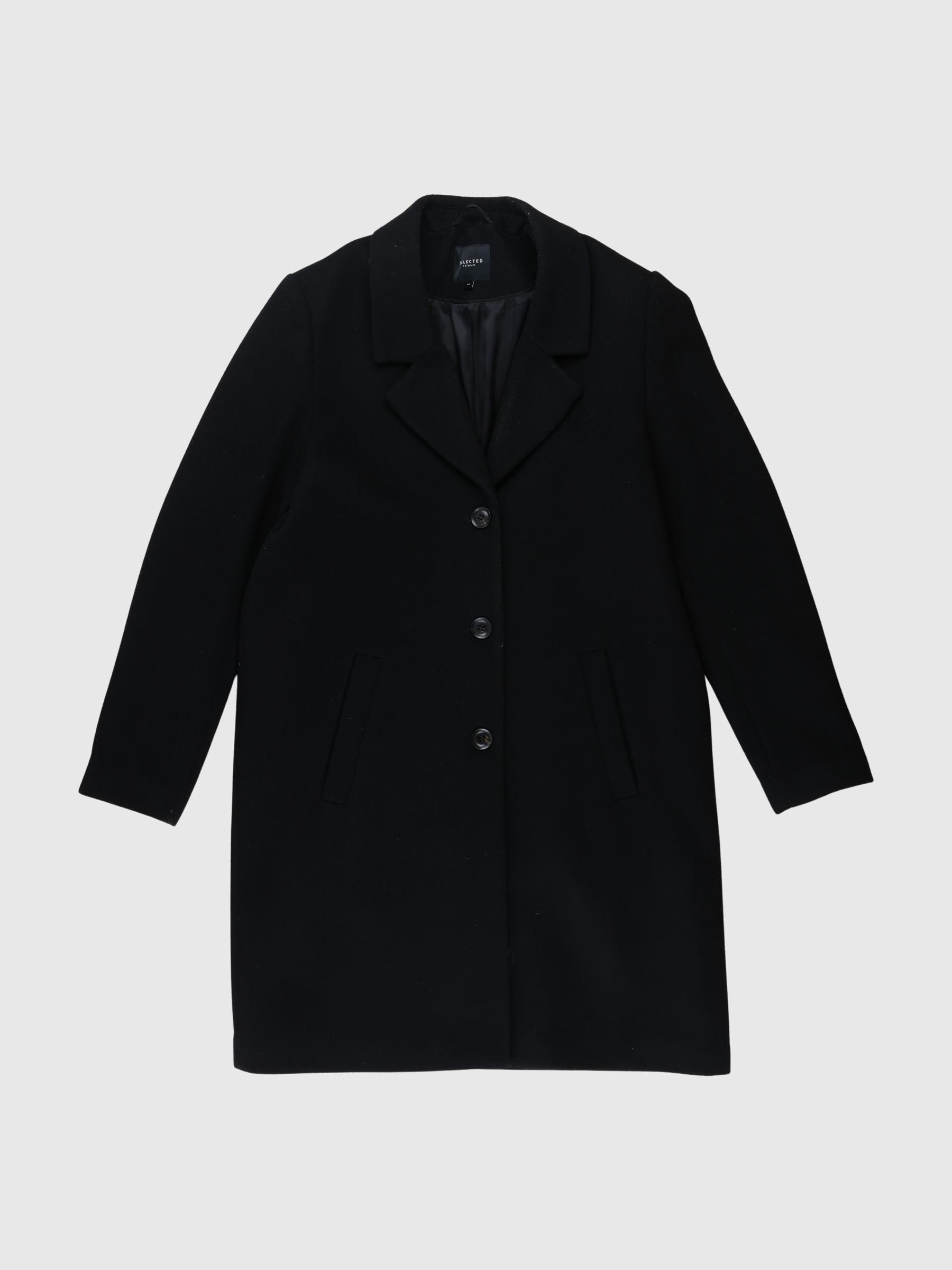 SINGLE-BREASTED COAT, Black, highres