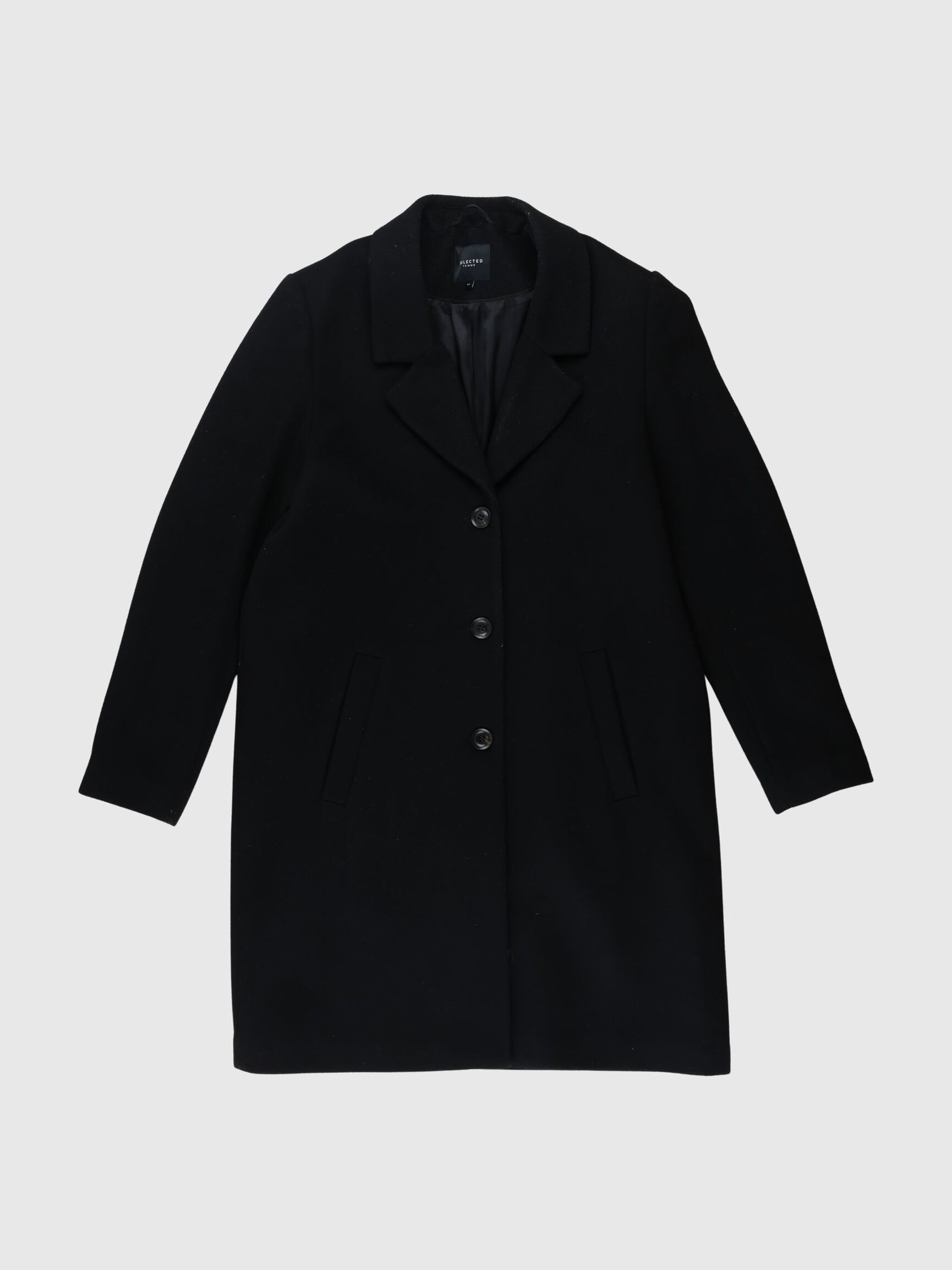 SINGLE-BREASTED COAT, Black, highres