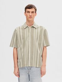 STRIPED SHORT SLEEVED SHIRT, Burnt Olive, highres