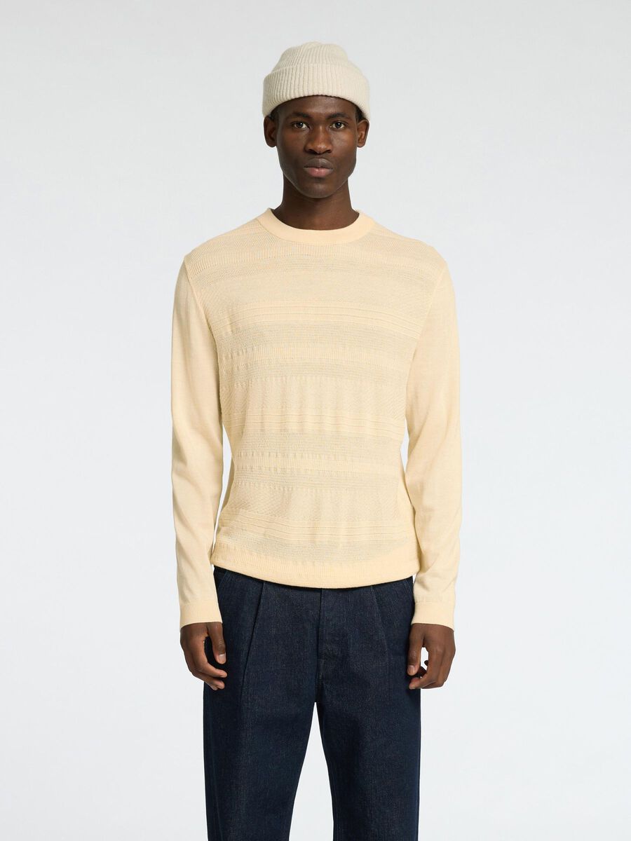 Selected 100% MERINO WOOL CREWNECK JUMPER, Angora, highres - 16097826_Angora_003.jpg