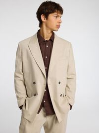 LANGE MOUWEN LINNEN BLOUSE, Chocolate Brown, highres