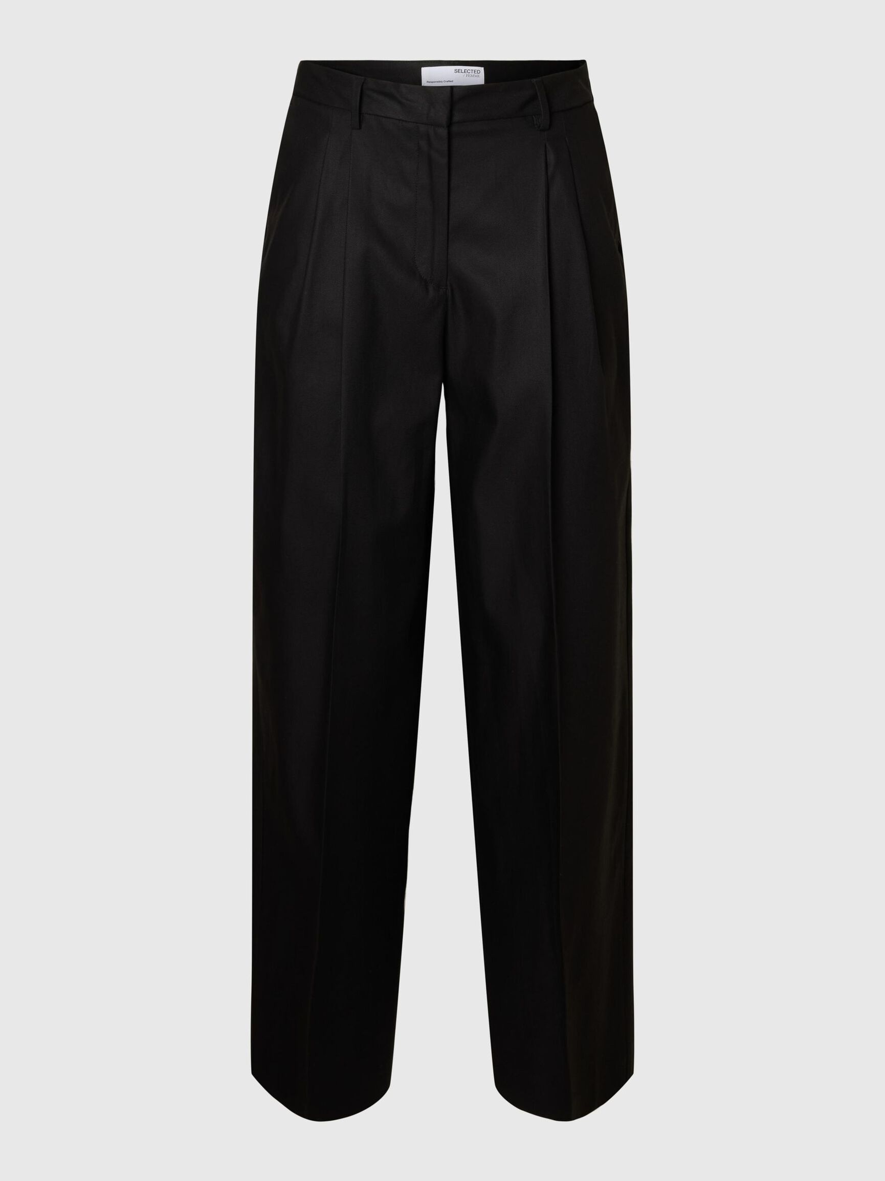 JAMBE EXTRA-LARGE PANTALON TAILLE HAUTE, Black, highres