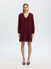 FRINGE MINI DRESS, Tawny Port, highres