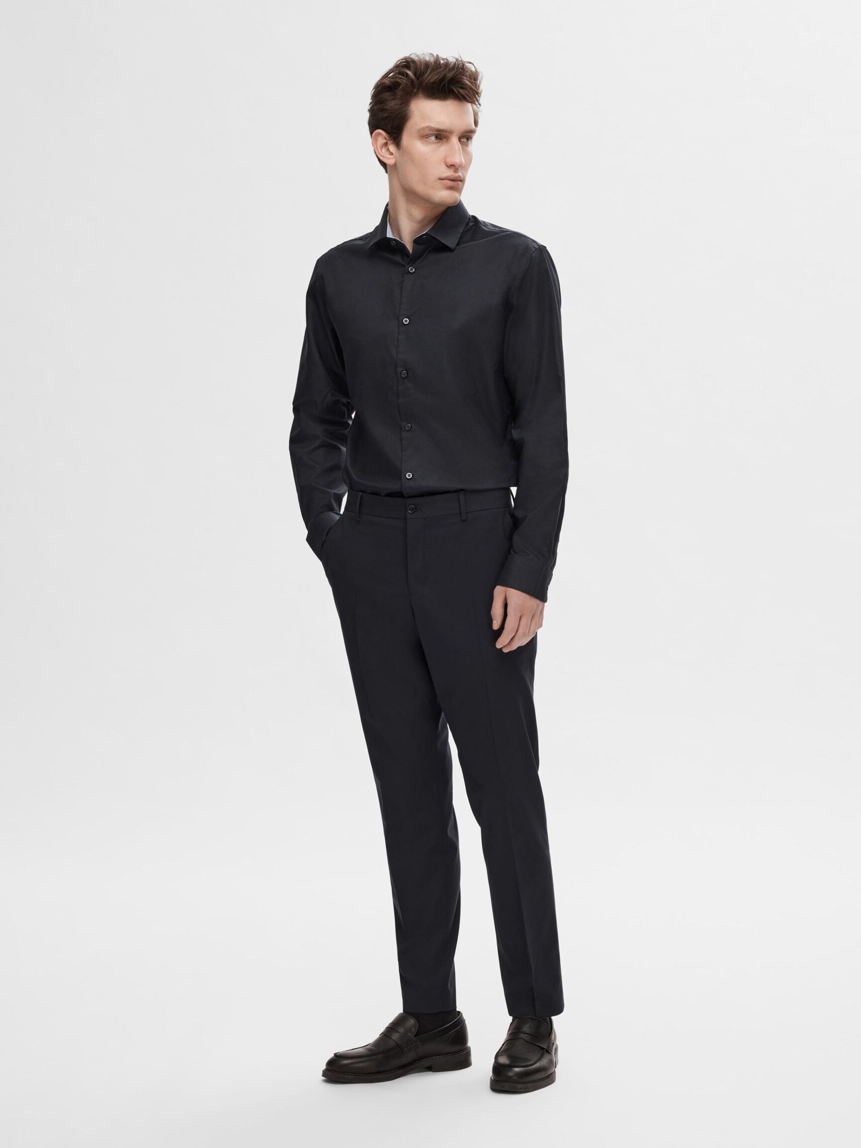 SLIM FIT SHIRT, Black, highres