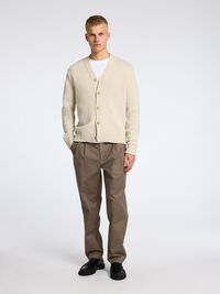 RELAXED FIT WOOL BLEND CARDIGAN, Oatmeal, highres